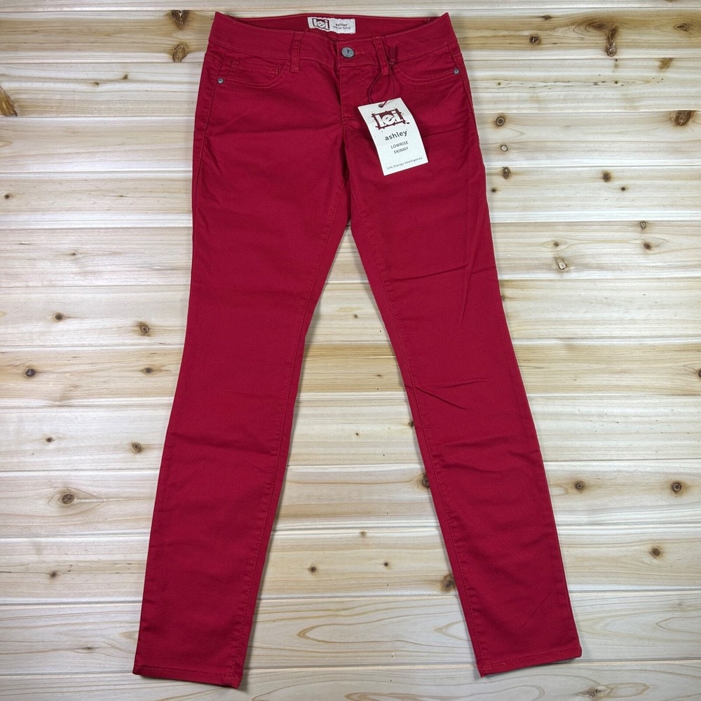 NEW l.e.i. Jeans Womens 5 Ashley Red Skinny Low Rise Denim Jeans